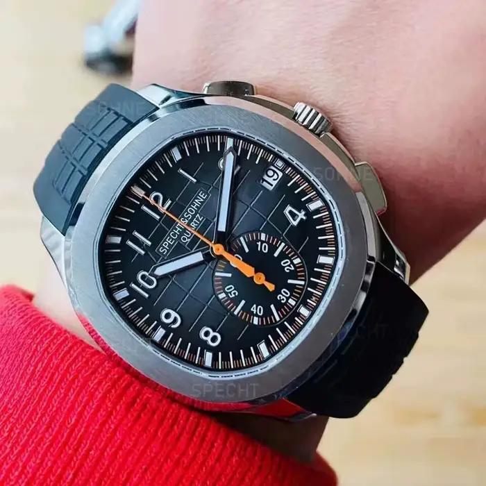 Montre homme à quartz Specht & Sohne chronographe sport résistante à l'eau en caoutchouc pour occasions spéciales