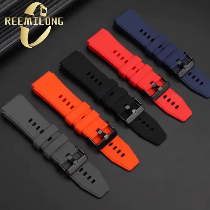 Bracelet de montre en caoutchouc de silicone souple pour homme