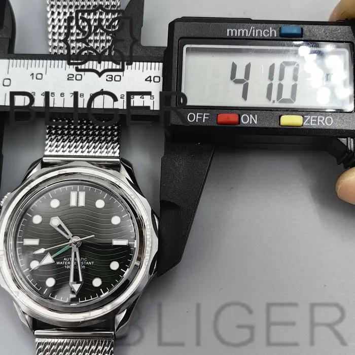 Montre BLIGER 41MM Plongeur Automatique Acier Inoxydable Lunette Céramique Bleu Cadran Occasions Spéciales Aventuriers