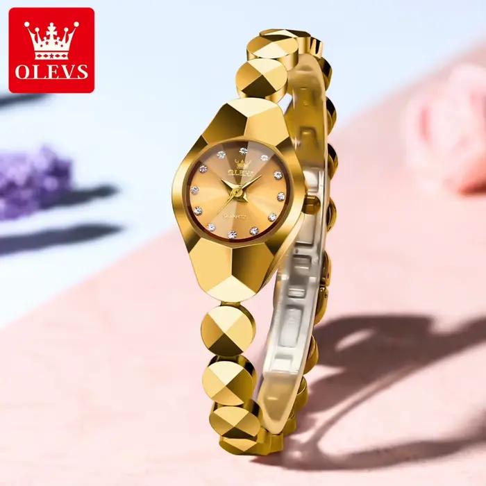 OLEVS 7007 montre pour femmes Original miroir rhombique étanche Quartz dames montre-bracelet bracelet en acier tungstène