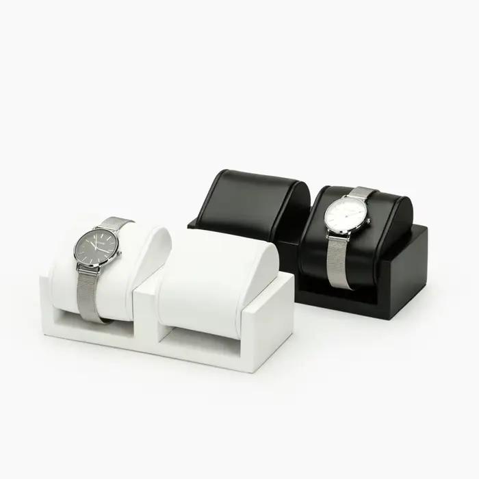 Présentoir de Montre à 1/2 Fentes en Bois Blanc Pour Femme Ou Homme Avec Option de Couleur Rouge Noir Vert Occasions Spéciales Et Décoration Intérieure