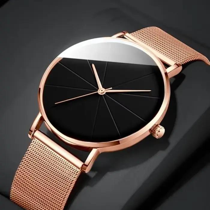 Montre à Quartz à pointeur rond décontracté