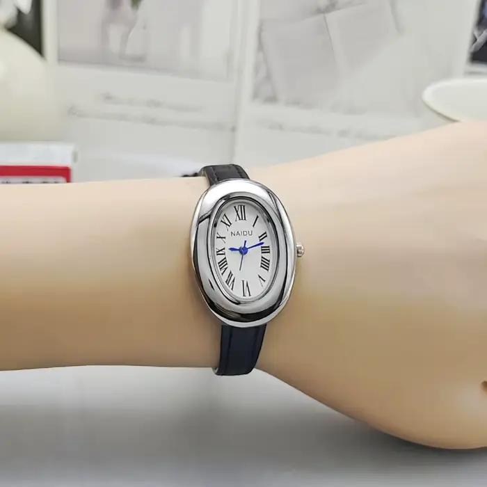 Vintage ovale oeuf d'oie montre à Quartz mode luxe bracelet en cuir femmes montre-bracelet dames robe montres cadeau horloge Relojes