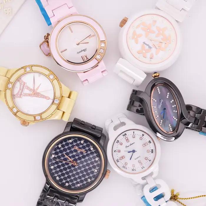 Montre en céramique pour femmes nacre quartz élégante mode bracelet cadeau occasion spéciale