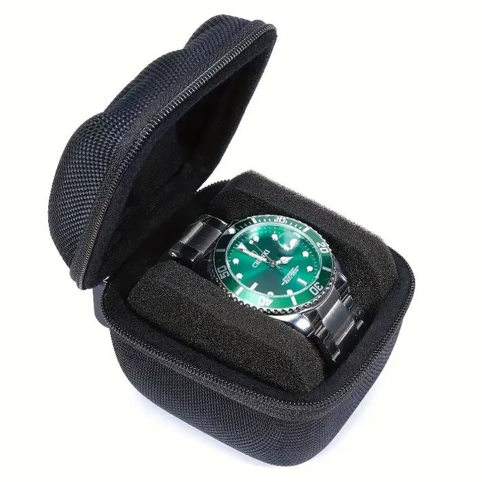 Boîte de rangement de montre noire en matériau mixte avec doublure en velours pour protection des bijoux et des montres occasions spéciales voyage soirée événements