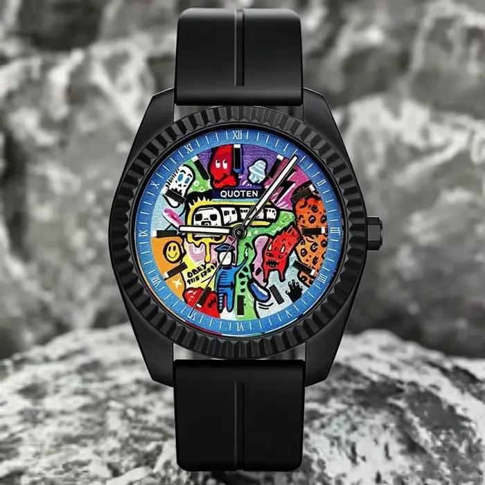 Nouvelle Montre Homme Ronde 2026 Cadran Art Abstrait Tendance Rétro Niche Luxe Cadeau