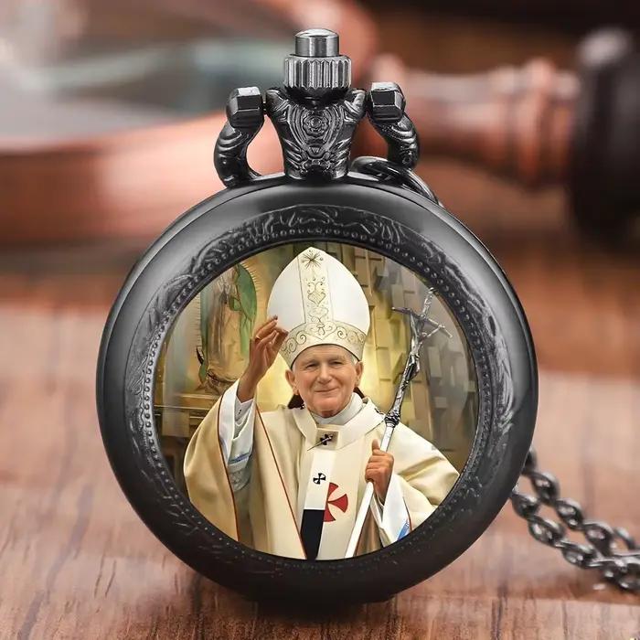 Montre de poche à quartz vintage avec pendentif chaîne