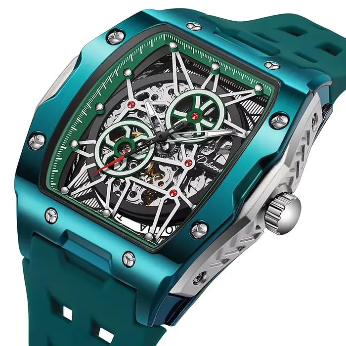 Montre mécanique automatique squelette luxueuse pour hommes résistante à l'eau et lumineuse nouvelle collection à offrir pour diverses occasions