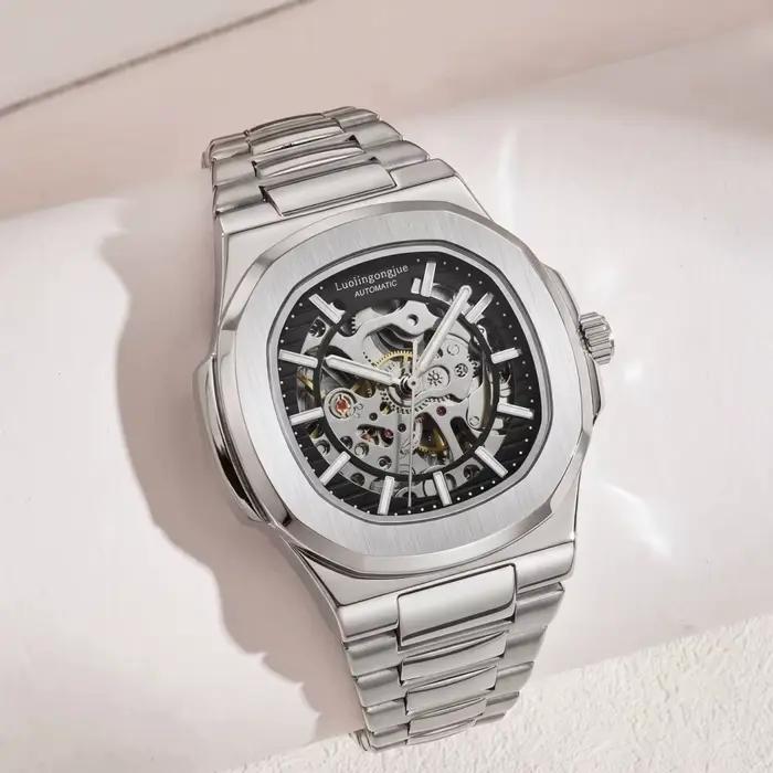 Montre mécanique squelette entièrement automatique pour homme