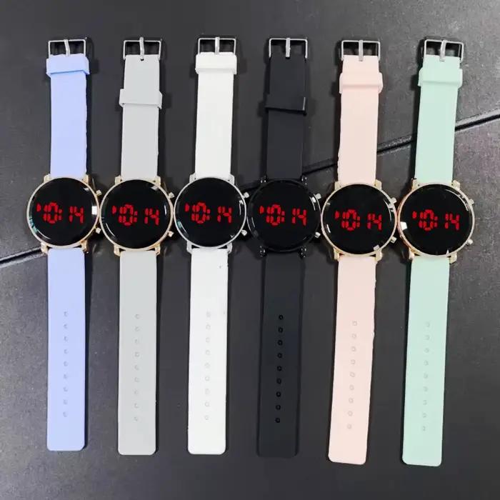Montre numérique TINUORA pour femme, affichage LED, silicone, design rond, résistance à l'eau, mode et décontracté, cadeau occasionnel