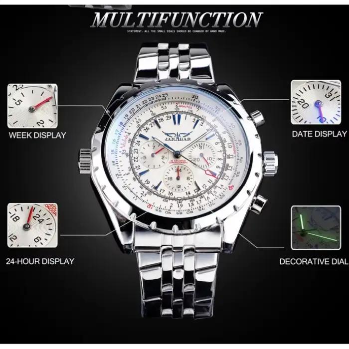 JARAGAR 212 montres mécaniques automatiques élégantes pour homme cadran creux chronographe lumineux multifonctionnel hommes montre-bracelet