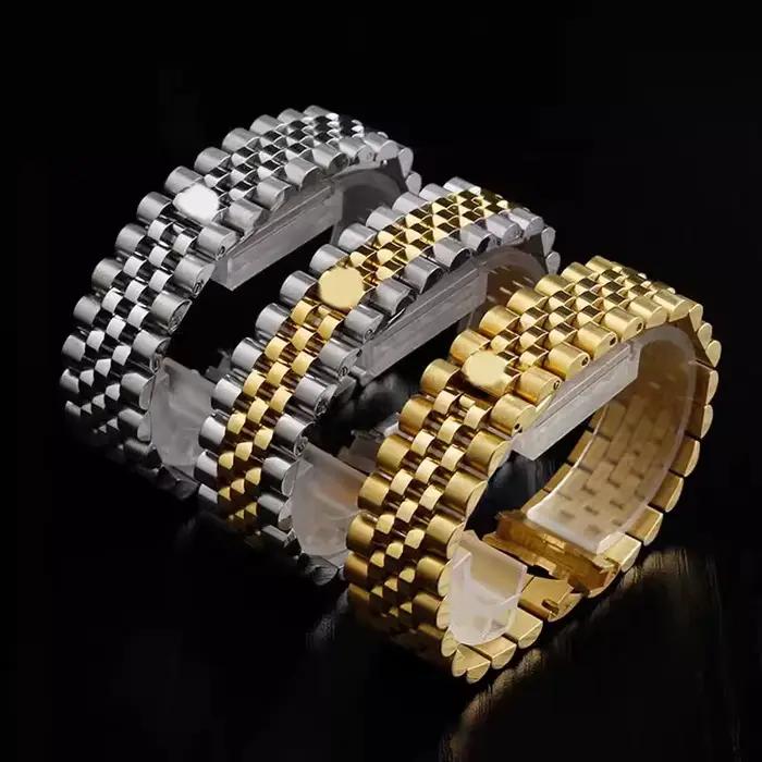 Bracelet de montre en acier inoxydable pour homme et femme couleur beige blanc noir bleu rose noir blanc gris de charbon styles traditionnels robustes pour activités sportives et soirées chic