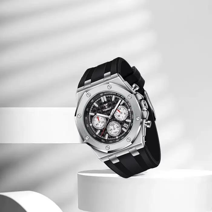 Montre à Quartz Tyberley 2026 pour Hommes Style Décontracté Chronographe Bracelet Silicone Occasions Spéciales