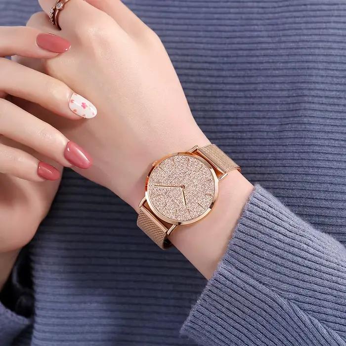 Hannah Martin montre pour femme de luxe avec mouvement à Quartz Original japonais bracelet en maille d'acier inoxydable 36mm montre-bracelet en or Rose