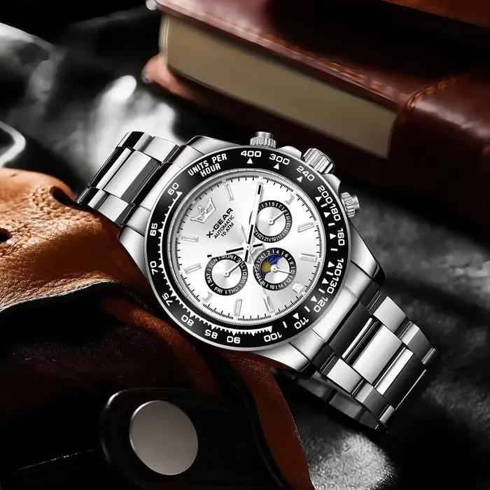 Panda Eye Montre mécanique automatique pour homme avec lunette en céramique Trois yeux Six aiguilles étanche lumineuse