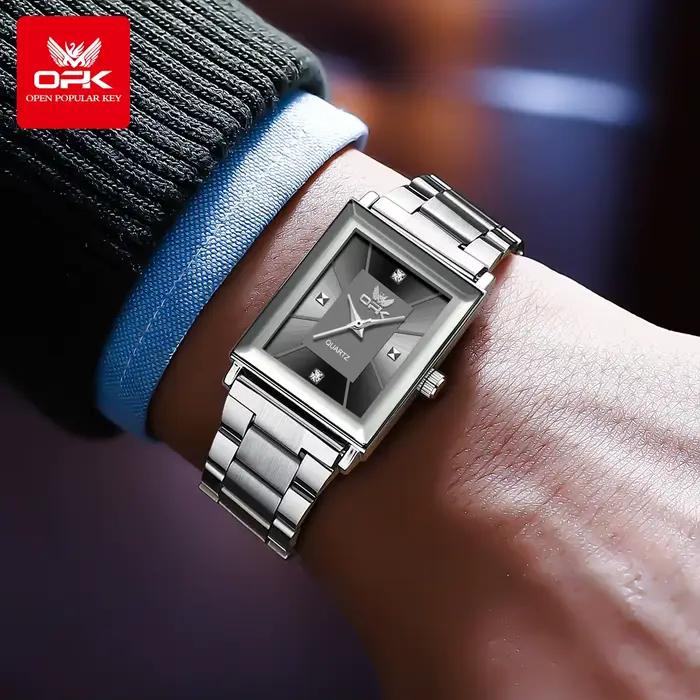 Montre-bracelet OPK 6029 en acier inoxydable avec affichage de la date et résistance à l'eau pour hommes occasions spéciales
