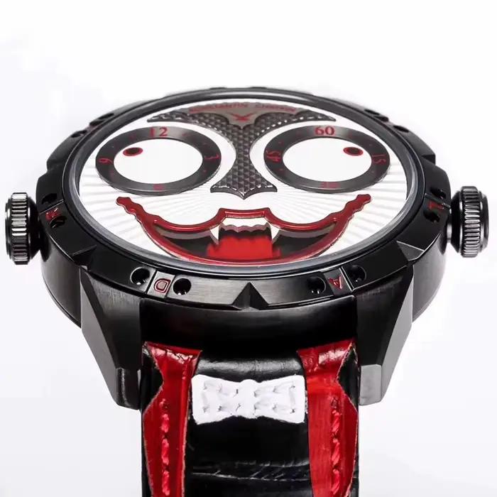 Montre Black Vampire montres-bracelets à quartz acier inoxydable cuir design de luxe phase de lune occasions formelles et décontractées