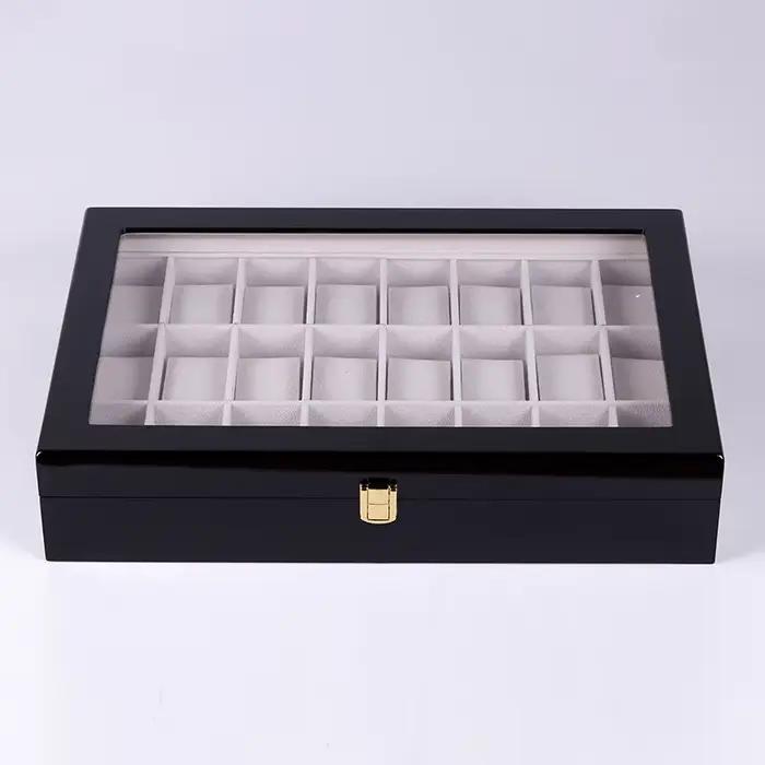 Boîte de rangement de montre en bois ZBJP 24 fentes organisatrice pour homme et femme box à bijoux cadeau occasions spéciales
