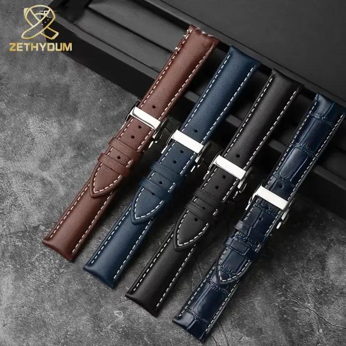 Bracelet de Montre en Cuir group Bleu