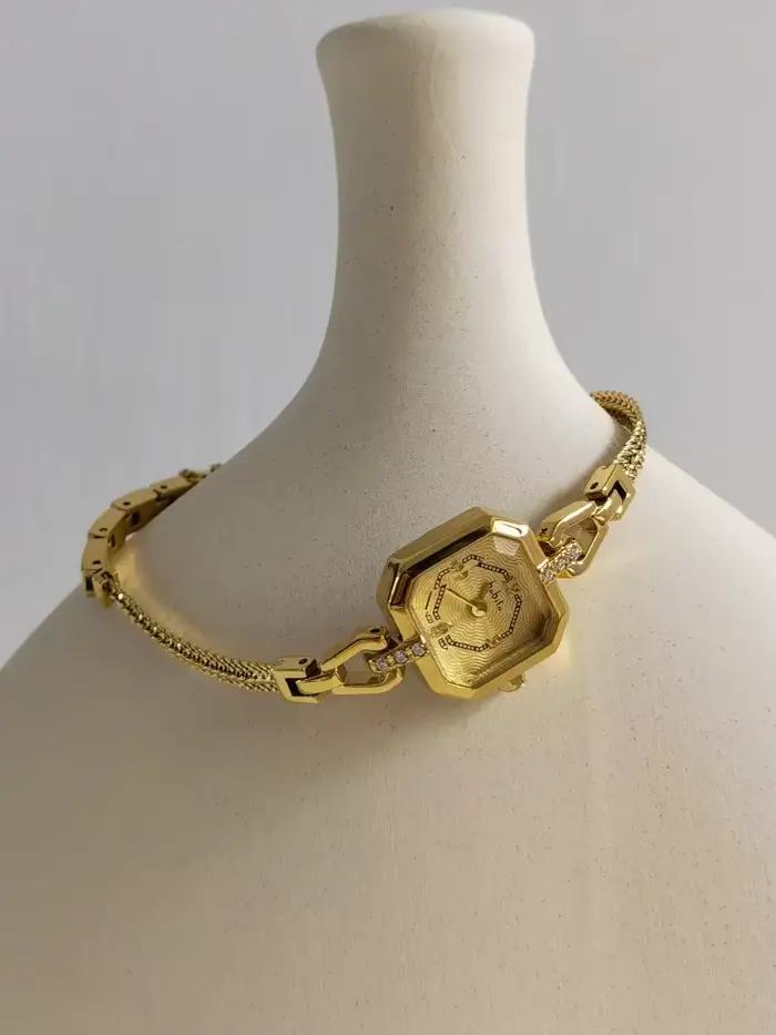 Nouveau luxe élégant 18K Bracelet en or montres pour femmes mode petite chaîne Vintage Quartz dames montre
