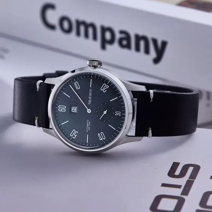 Milifortic 38MM minimaliste sauter heure montre automatique homme R088 saphir cristal 10ATM Vintage en acier inoxydable montres mécaniques