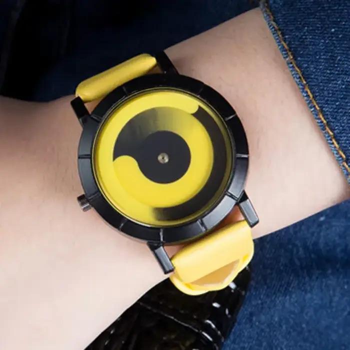 Montres-bracelets à quartz avec bracelet en cuir pour hommes et femmes
