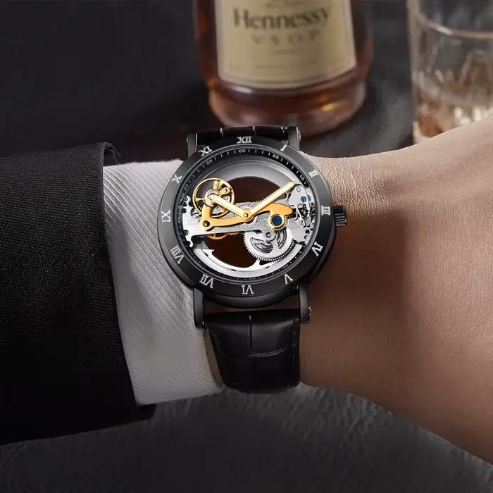 Squelette montre mécanique pour homme montres