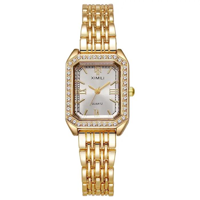 Montre de luxe haut de gamme pour femmes élégante à la mode avec mouvement quartz résistant aux chocs bracelet en acier inoxydable pour diverses occasions