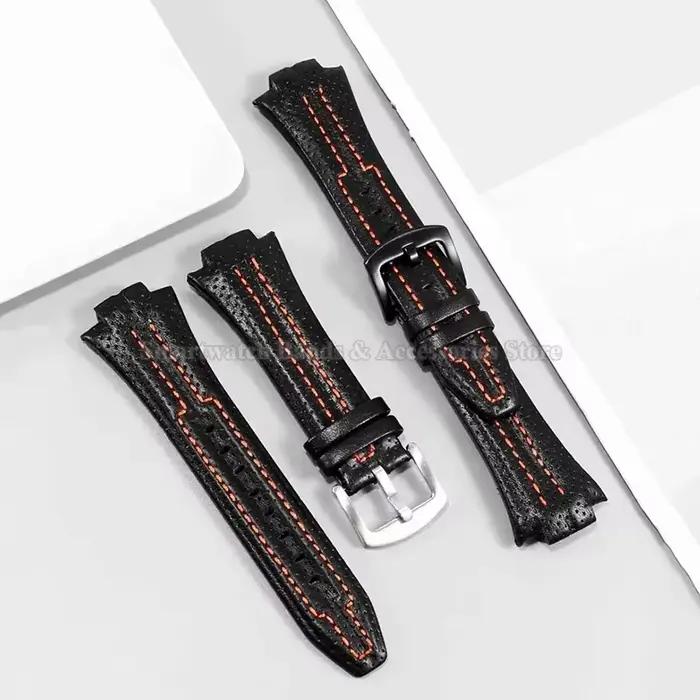 Bracelet de montre en cuir 15x27mm pour Seiko SNL029P2 021P1 SNA595P2 SNL017P1