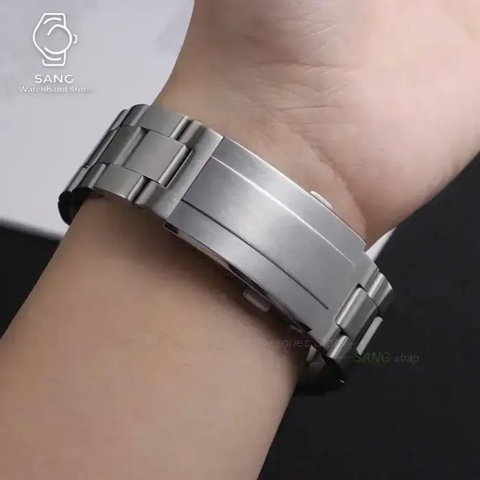 Bracelets de montre de luxe en acier inoxydable massif 20 mm 22 mm pour Rolex Oyster avec boucle de sécurité pliable