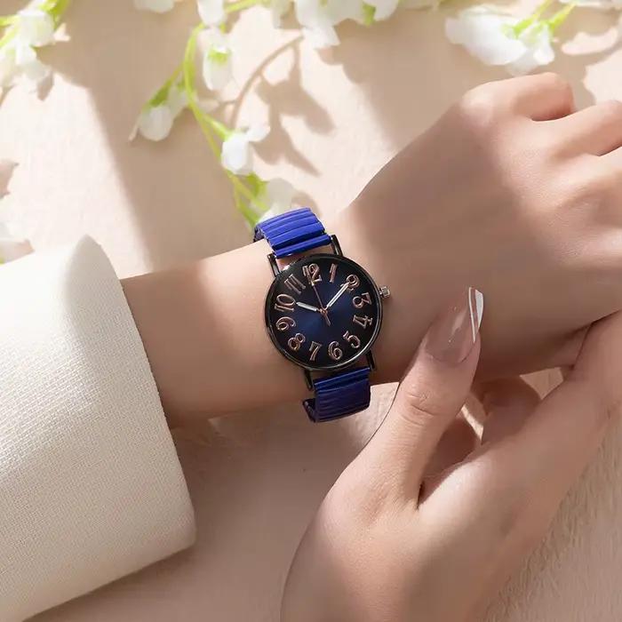 Montre à Quartz numérique bleue pour femmes
