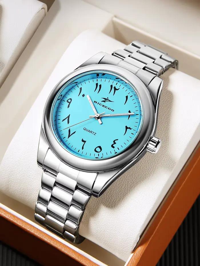 Cadran numérique arabe hommes bracelet en Acier Montre Bracelet en acier fin simple quartz montre Commuter Casual Night Light pointeur montre pour hommes cadeau pour les garçons