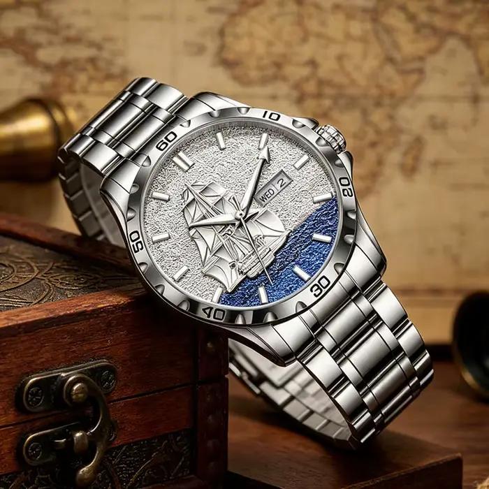 Montre GLENAW, design nautique tridimensionnel