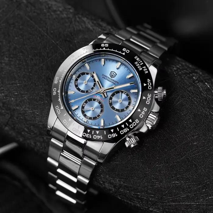 Watchdives Wd16500 V2 VK63 chronographe montre à Quartz saphir acier lunette montres de sport homme BGW9 10Bar montres-bracelets étanches