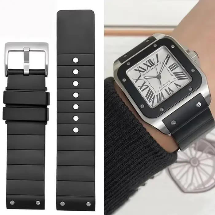 Bracelet de montre en silicone noir et coloré pour homme et femme, accessoire de luxe, style intemporel pour différentes occasions