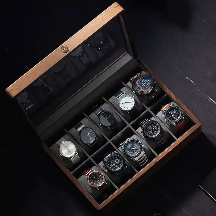 Boîte de rangement de montres en bois massif style mode et casual organisateur de montres-bracelets mécaniques boîtes d'exposition de montres accessoires d'emballage pour hommes occasions spéciales
