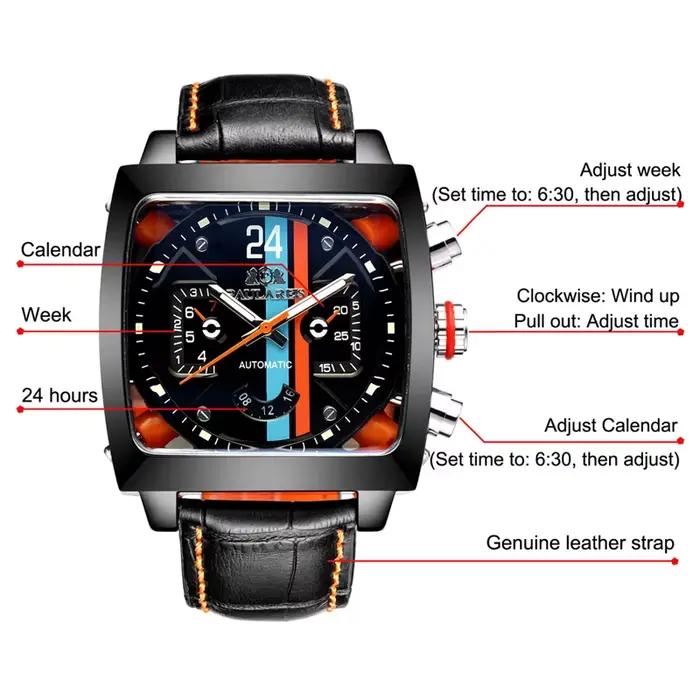 PAULAREIS P luxe hommes automatique auto vent montre mécanique