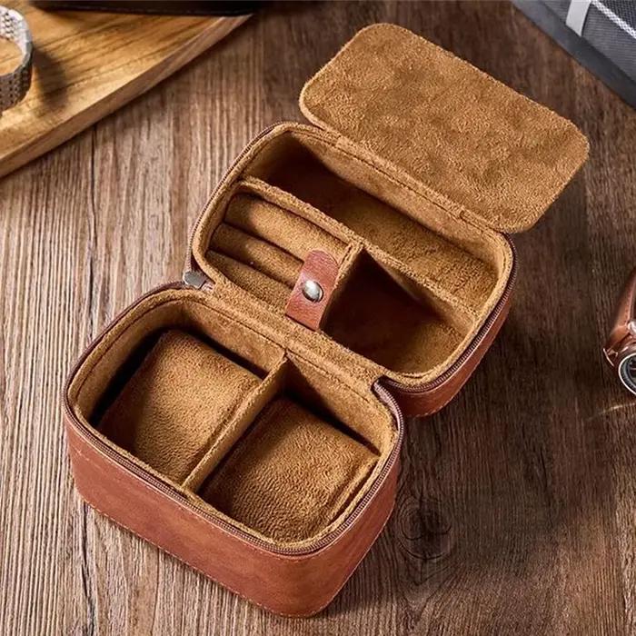 Boîte à montres de luxe vintage en cuir pour hommes rangement de montres-bracelets boîtes à montres élégantes pour voyages et occasions spéciales