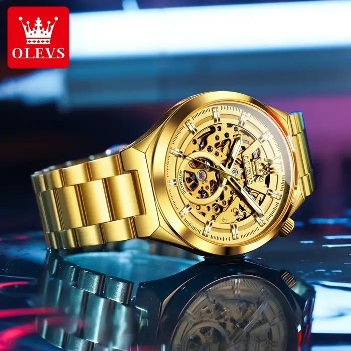 OLVES 6722 montre pour hommes Original luxe squelette automatique