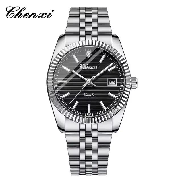 CHENXI 004D hommes montres à Quartz de luxe en acier inoxydable étanche lumineux Date montre-bracelet décontractée pour homme