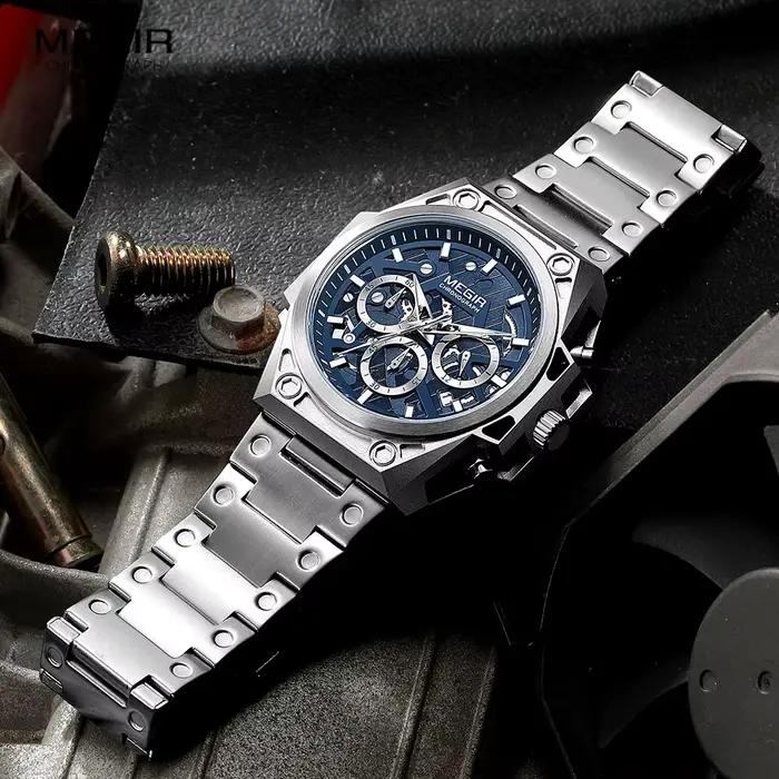 MEGIR – montre-bracelet en acier inoxydable pour hommes