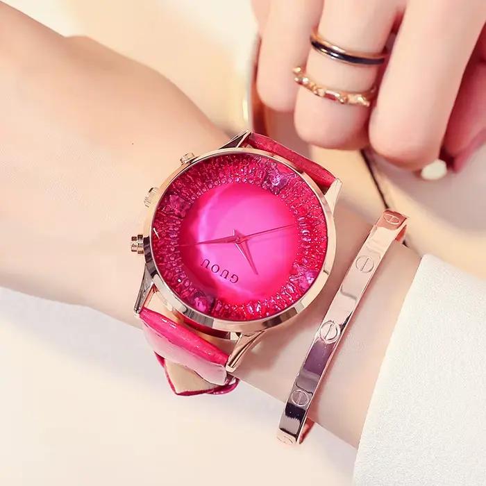Nouvelle sélection de montres pour femmes élégantes et tendance quartz bracelets en cuir bronze café rose occasions spéciales