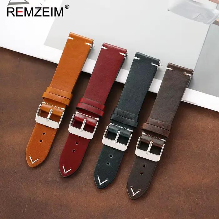 Bracelet de montre en cuir ciré de style classique