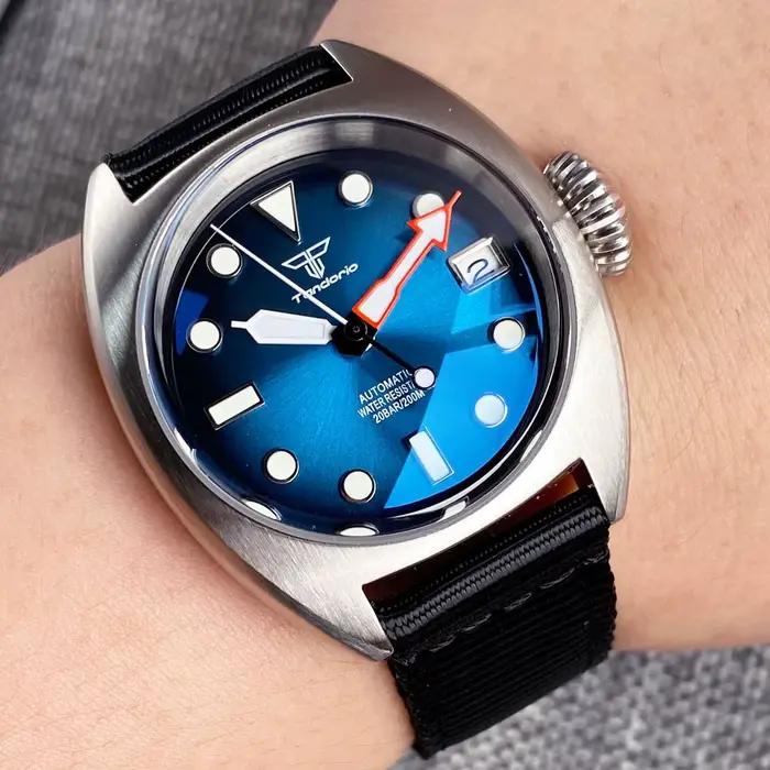 Montre automatique Tandorio 36mm édition limitée résistante à l'eau avec bracelet nylon pour homme occasions spéciales
