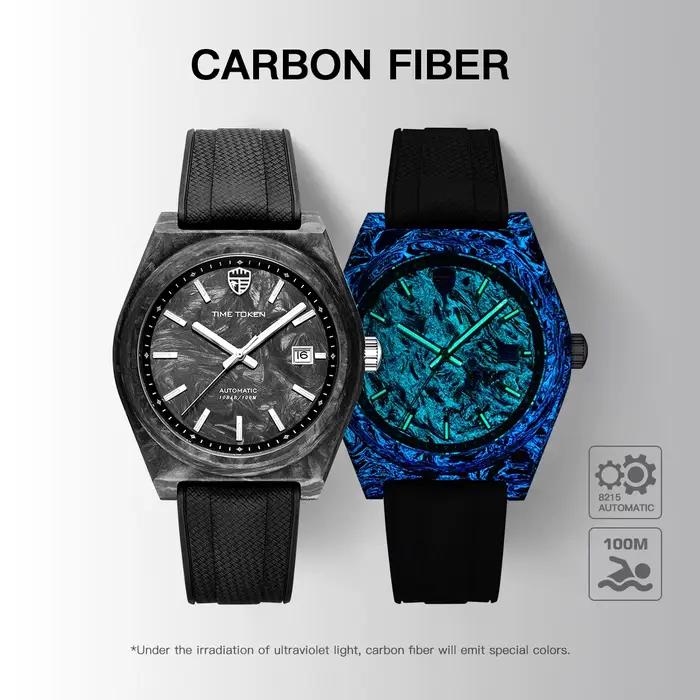 Montre mécanique automatique pour homme en fibre de carbone