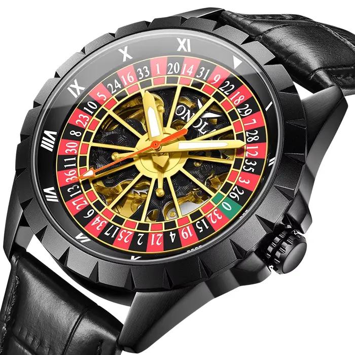 ONOLA nouvelle marque Design hommes montres mécaniques créatif cadran rotatif Roulette montre automatique