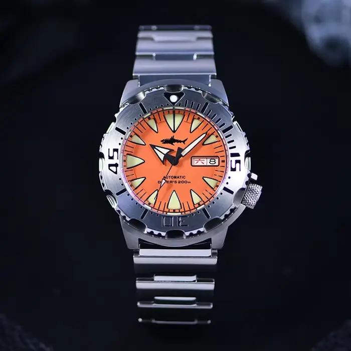 Heimdallr Monster NH36A mouvement automatique mécanique saphir cristal C3 lumineux 200m étanche montre-bracelet de plongée pour hommes