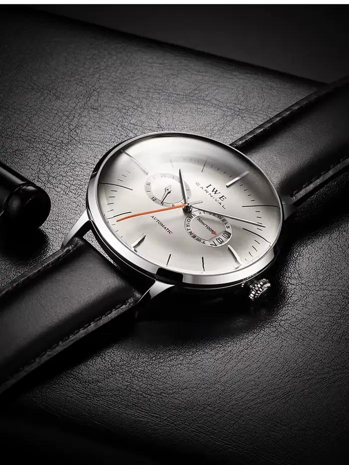 Montres pour hommes CARNIVAL Top marque de luxe étanche Date gris mâle mis5 automatique mécanique montre-bracelet Relogios Masculinos