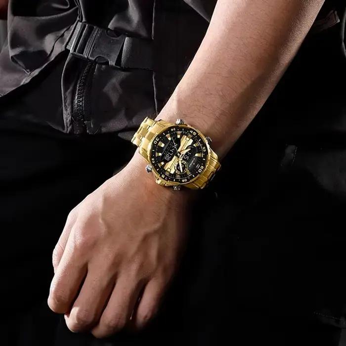 NAVIFORCE marque de mode noir or hommes montre