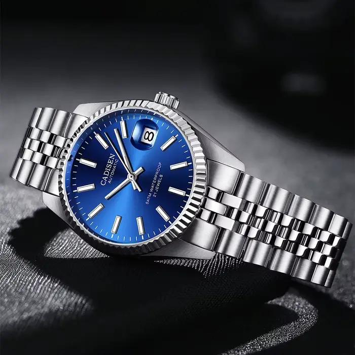 Montre mécanique pour homme Cadisen avec affichage lumineux en acier